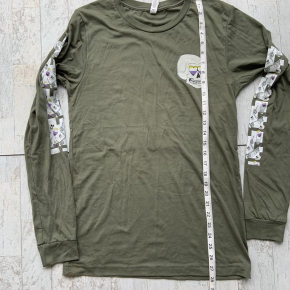 Skull Long Sleeve Tee Shirt Sz S Longer Length - Picture 7 of 7